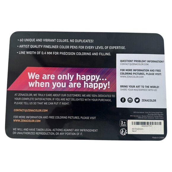 ZENACOLOR 60 Color PENS Markers Intense Scrapbooking Coloring Line NEW - Picture 9 of 11